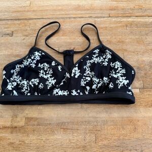 Carve Designs Medium Floral Black and White Women's Bikini Top